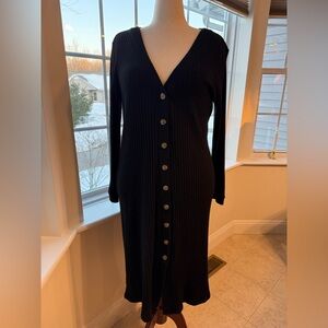 Black Button-Up Knit Dress